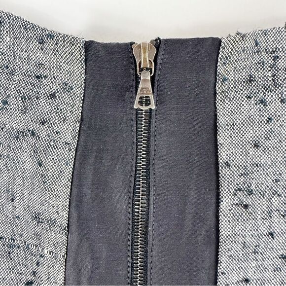 Narsico Rodriguez Linen/Silk Nubby Gray Sheath Dress w/Black Color-block Back 6 - Picture 6 of 15